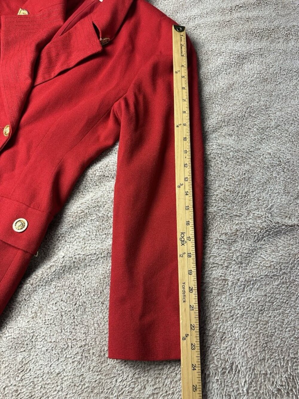 VTG Alberto Makali Red Power Blazer Jacket Gold Greek Key Lion Sunburst Size 14 - Picture 6 of 14
